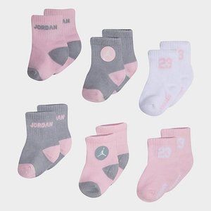 Nike JORDAN Baby Socks - 6 Pair - Girl -Pink/White